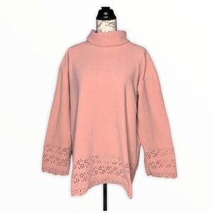 Oversized Blush Fleece Turtleneck Sweater